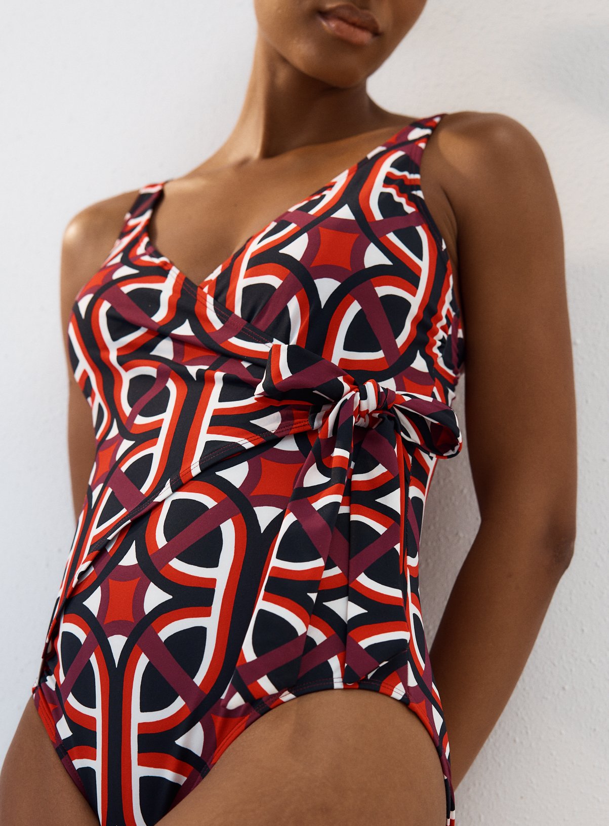 Geo Print Wrap Front Swimsuit 14 - Image 2 thumbnail